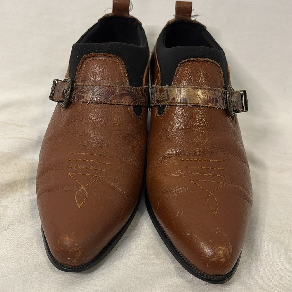 Brown Leather Boots Booties ACME - needs repair!! Vintage Bohemian Cowgirl